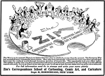 Zim's Cartooning Course Advertisement